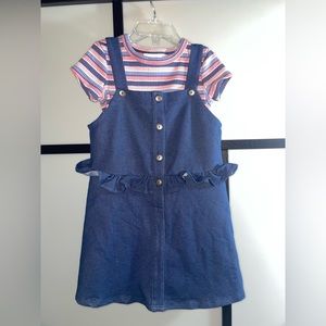 Strips Shirt and denim dress for toddler girl, size 2T| Bonnie jeans